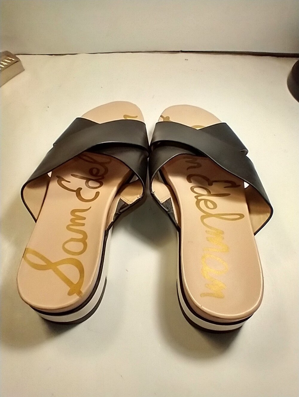 Sam Edelman Audrea Cross Strap Leather Slide Sandals Women's sz 9.5M. - Picture 8 of 12